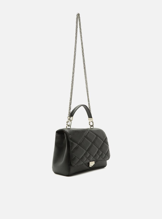 Bolsa Tiracolo Preta Couro Matelassê Grande