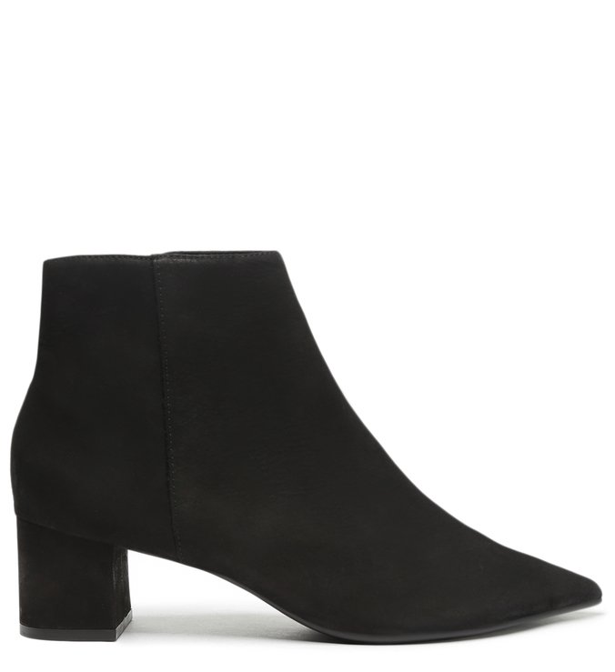 Bota Preta Nobuck Cano Curto Bico Fino