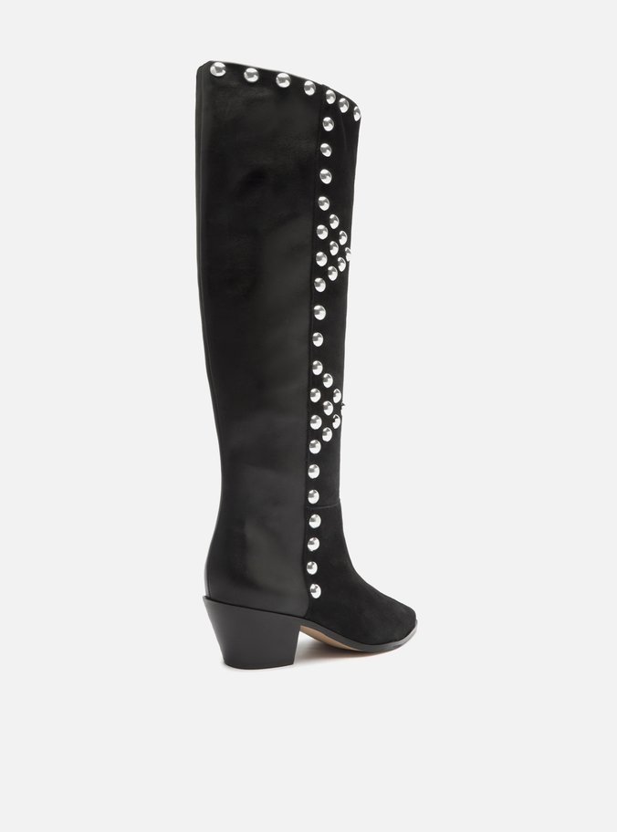 Bota Preta Camurça Cano Longo Western Hazel