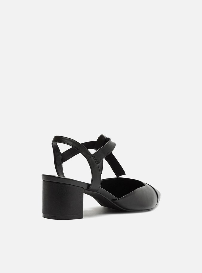 Scarpin Preto Salto Bloco Amarração