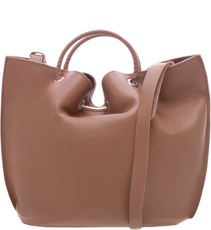 Bolsa Tiracolo Couro Prima Média Argola Light Toast