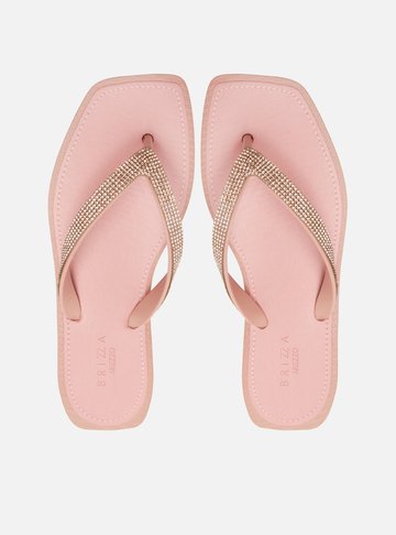 Chinelo de Dedo Rosé Recouro Square Strass