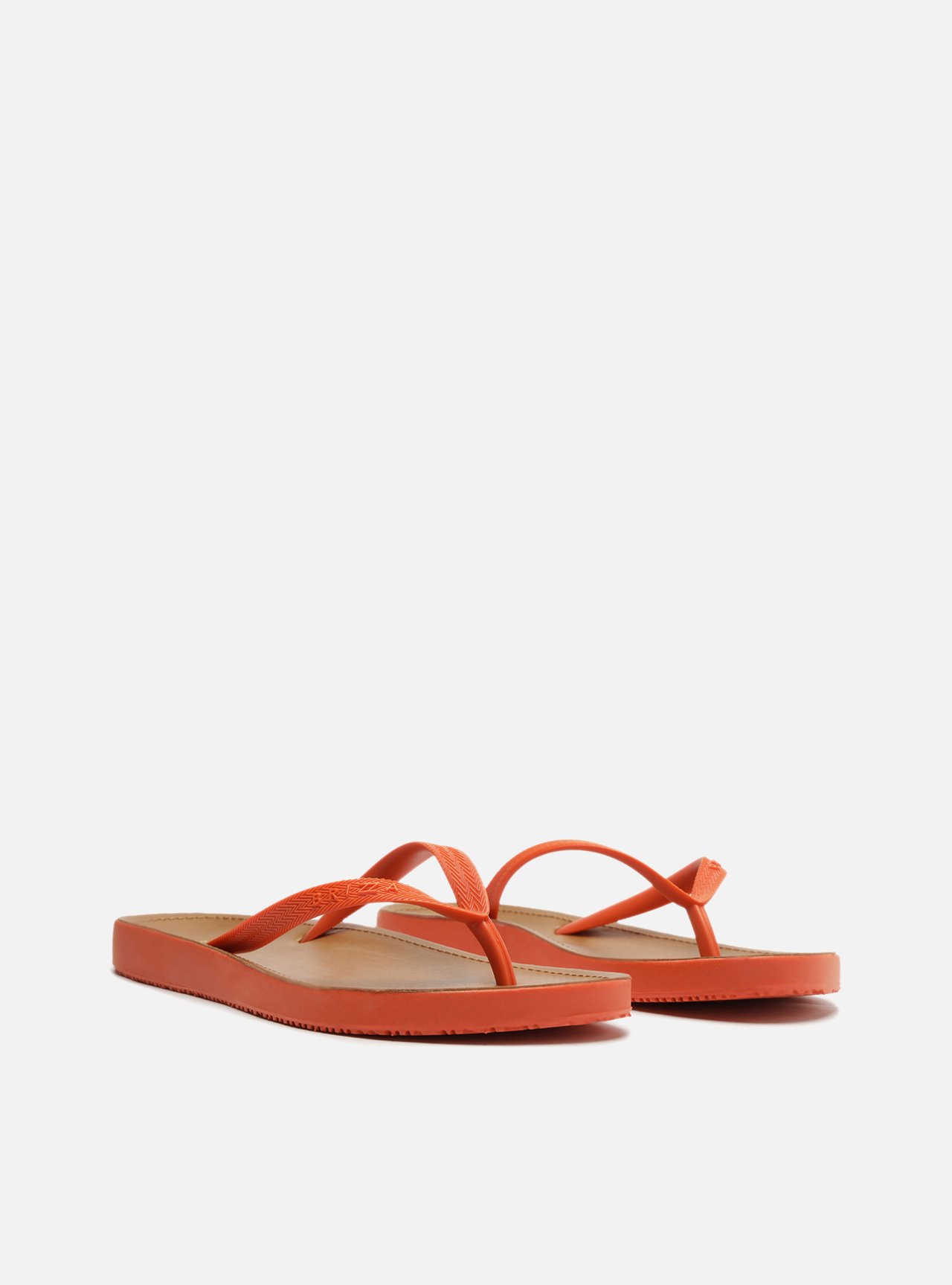 Chinelo de Dedo Laranja Palmilha Marrom — foto 4