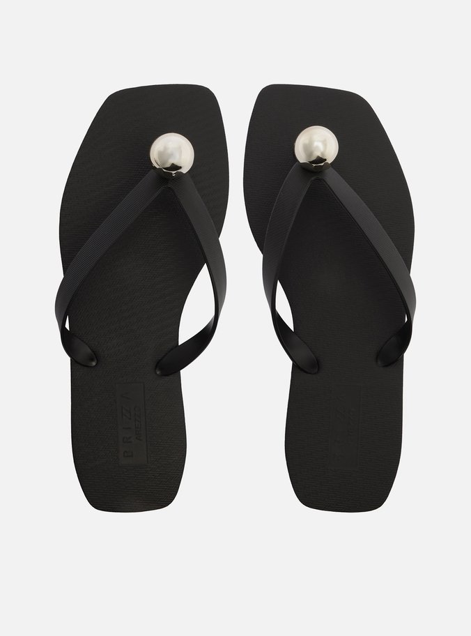 Chinelo de Dedo Preto Square Metal Esfera