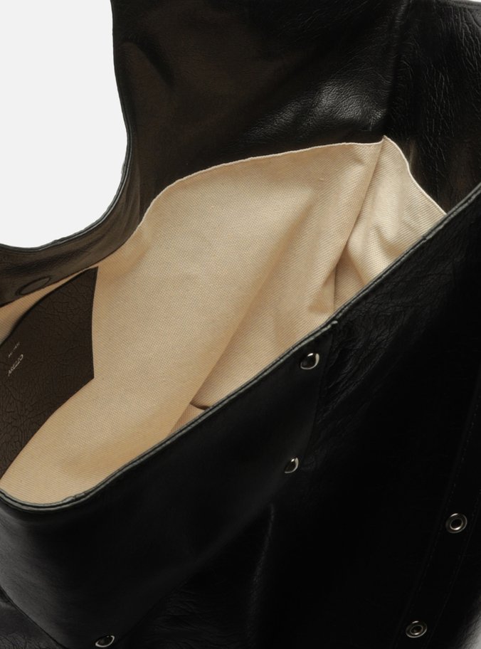 Bolsa Shopping Maxi Preta Couro Grande Rebites