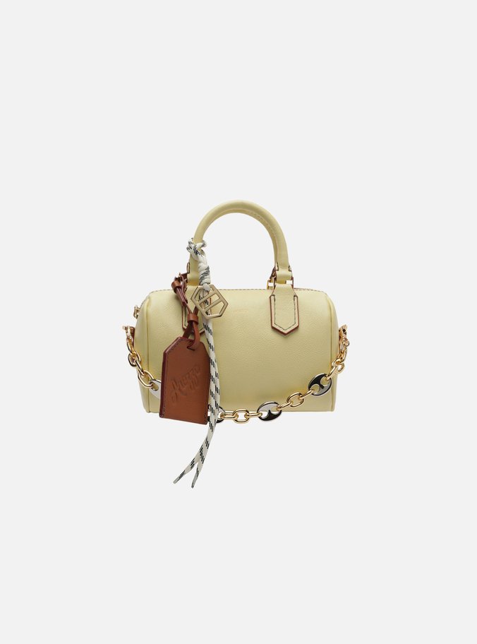 Bolsa Bowling Amarela Couro Pequena Corrente