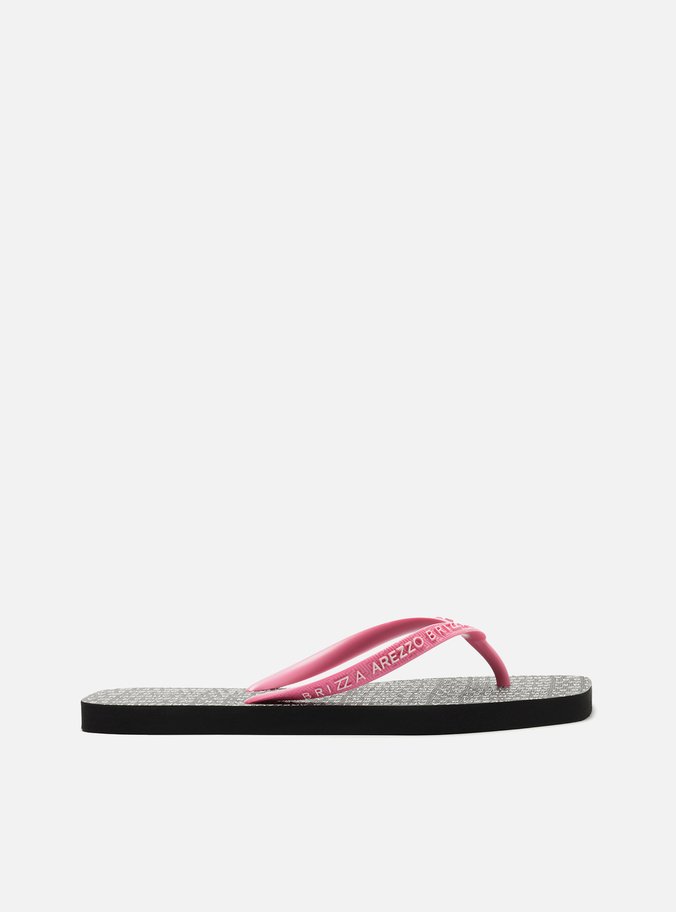 Chinelo de Dedo Rosa Square Tiras Logo