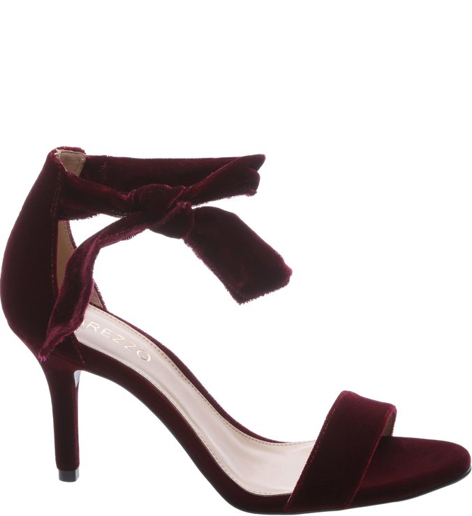 Sandália Lace-up Veludo Vinho