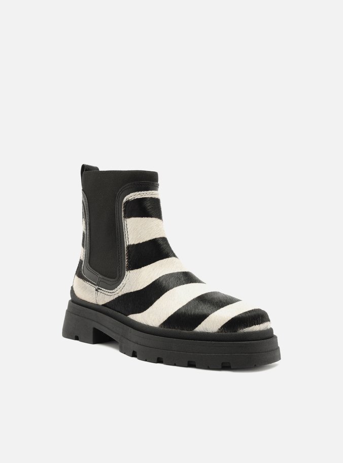 Bota Animal Print Couro Cano Curto Tratorada Elástico