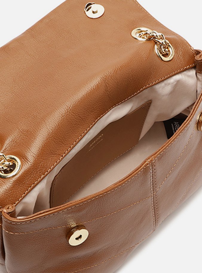 Bolsa Tiracolo Marrom Couro Pequena Barbicacho