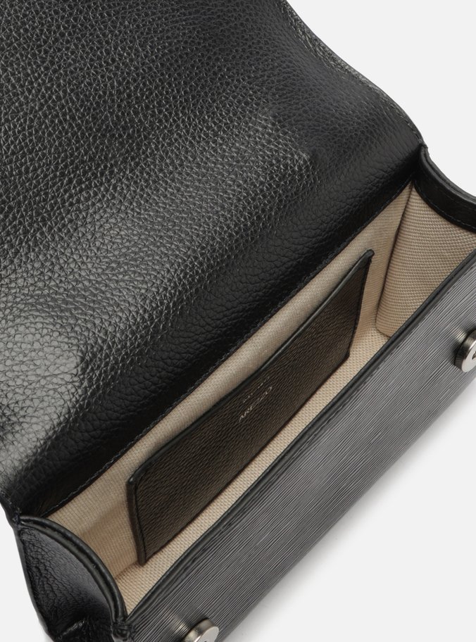Bolsa Tiracolo Preta Couro Abraccio Wave Pequena