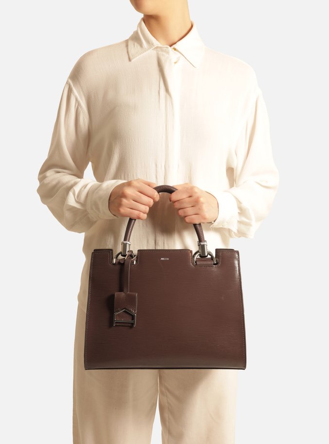 Bolsa Tote Marrom Couro Abraccio Grande