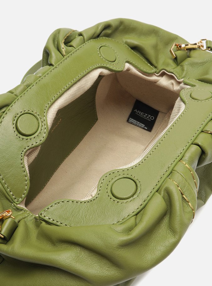 Bolsa Tiracolo Verde Couro Grande Metal