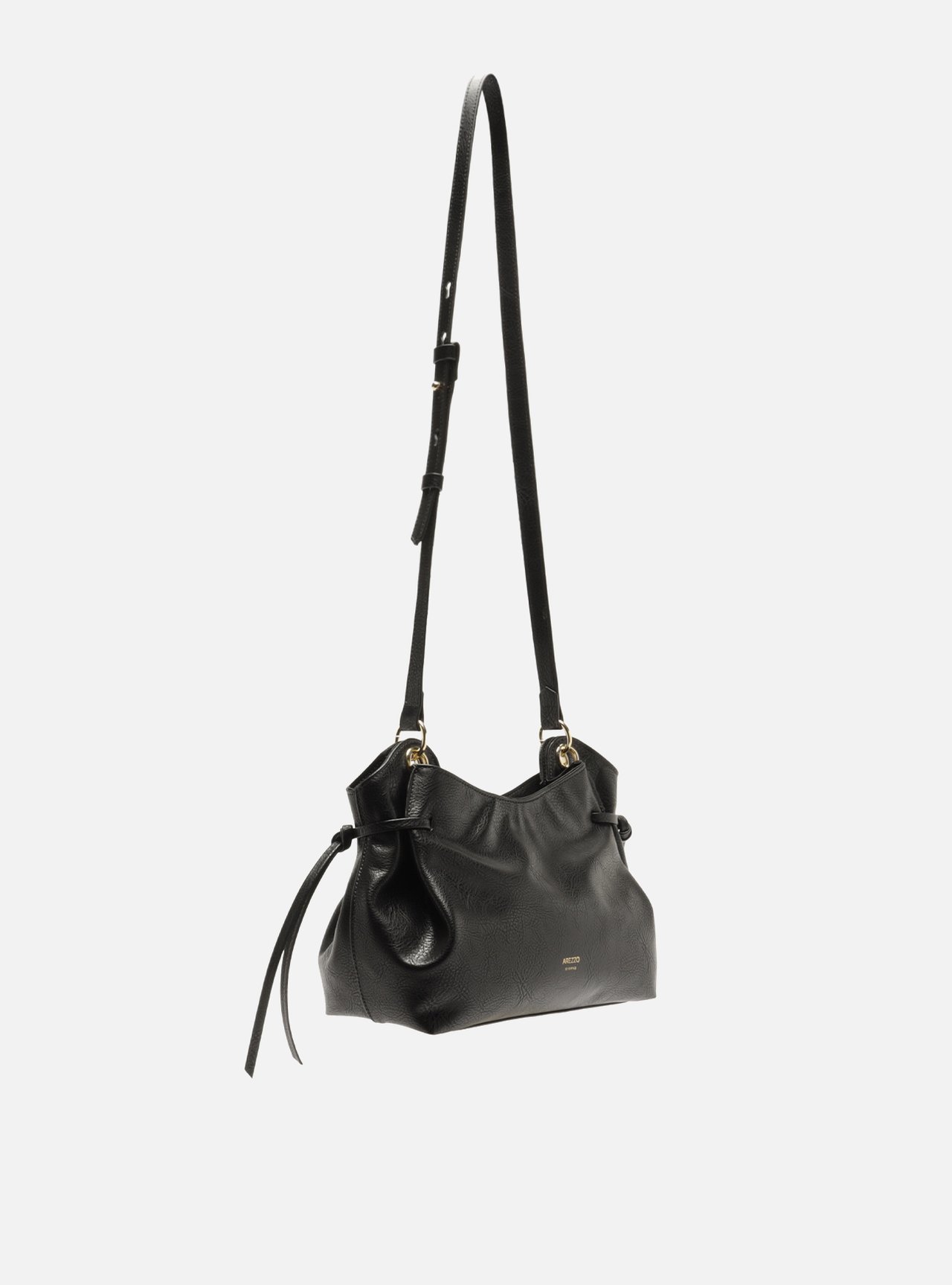 Bolsa Tiracolo Preta Média Franzida — foto 5