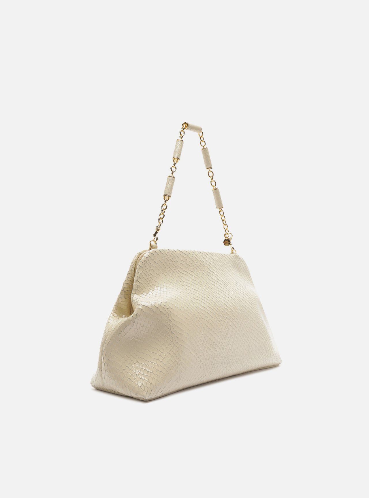 Bolsa Clutch Branca Couro Média Snake Corrente — foto 5
