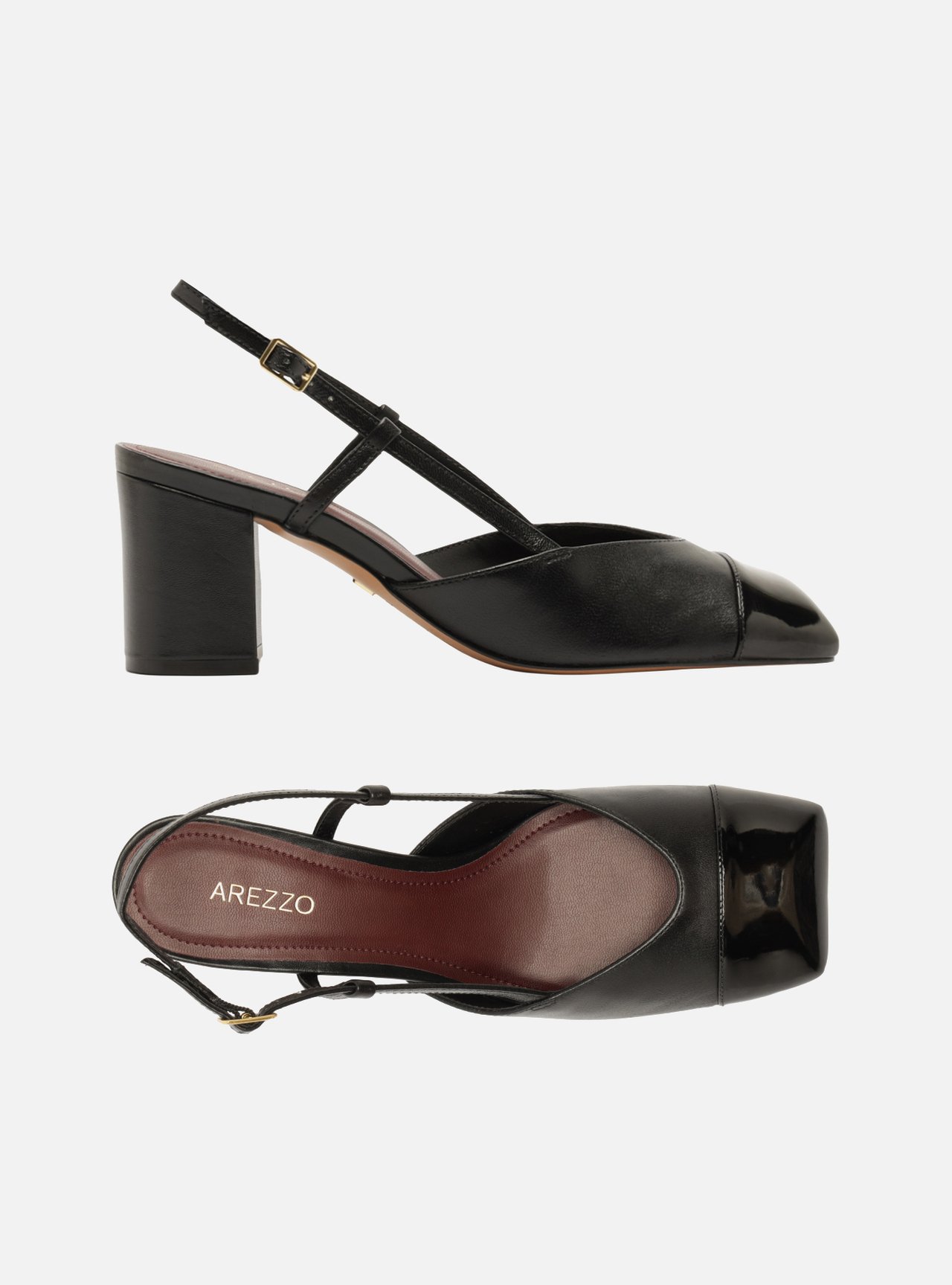 Scarpin Preto Verniz Salto Bloco Slingback — foto 5