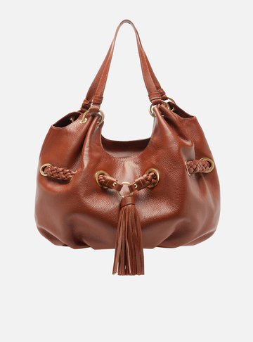 Arezzo — Bolsa Hobo Marrom Couro Grande Barbicacho