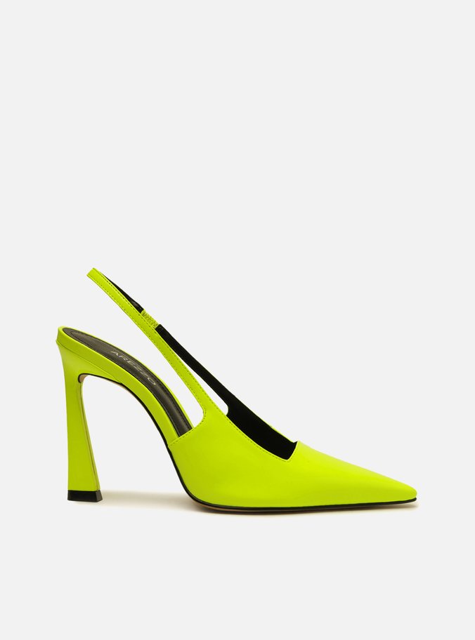 Scarpin Verde Verniz Bico Fino Slingback Kaia