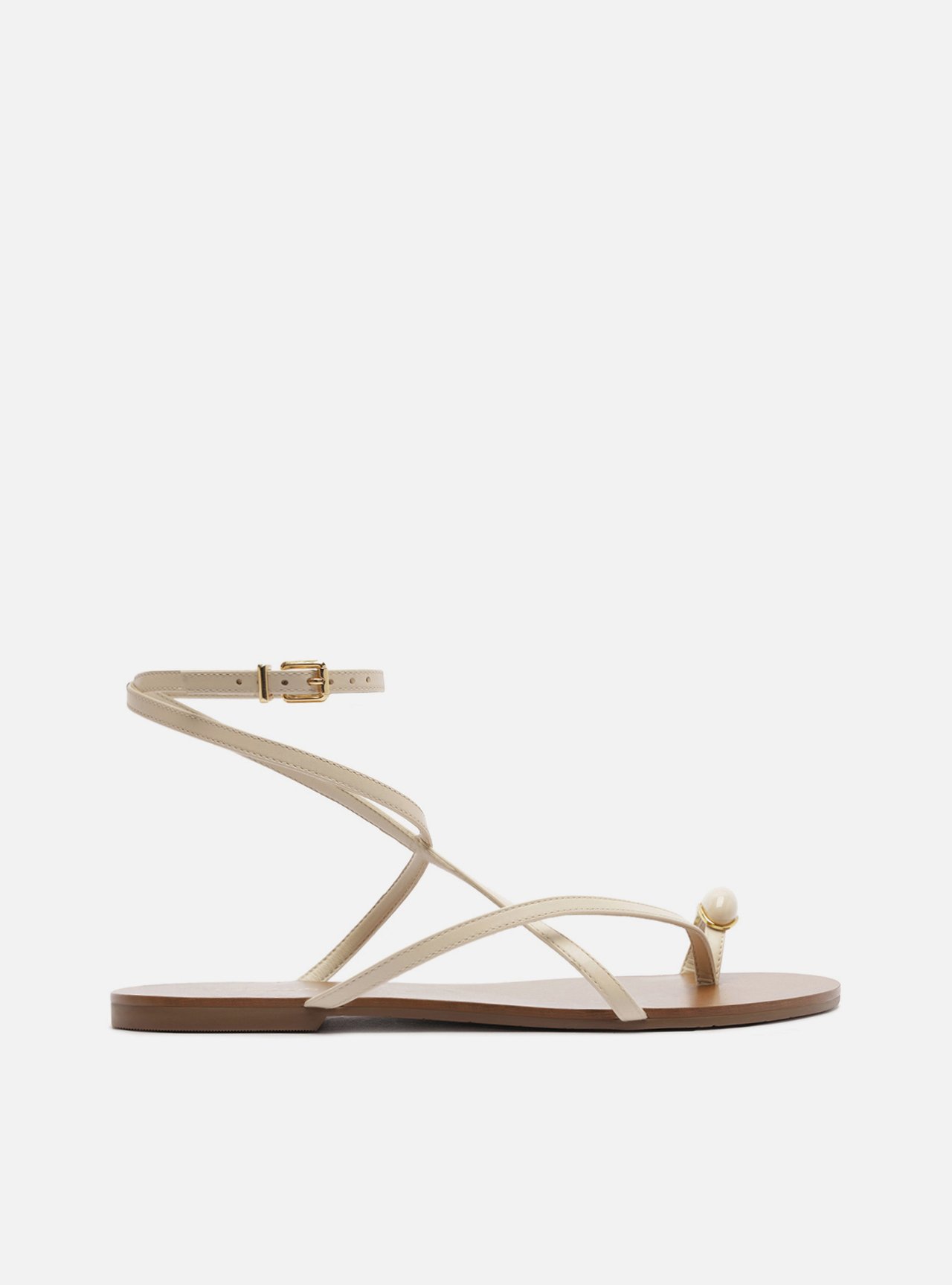 Rasteira Off White Couro Dedeira Pedra — foto 1