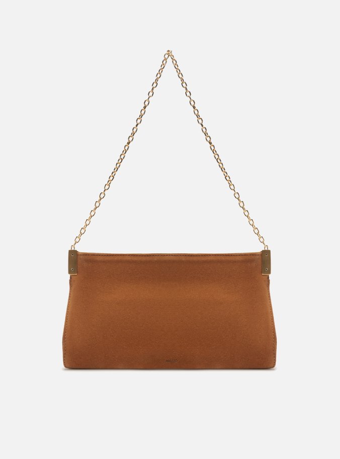 Bolsa Tiracolo Marrom Camel Suede Média Matelassê