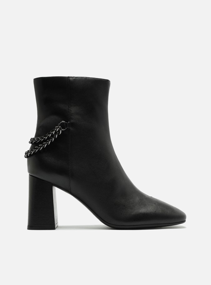 Bota Preta Salto Bloco Cano Curto Ziper