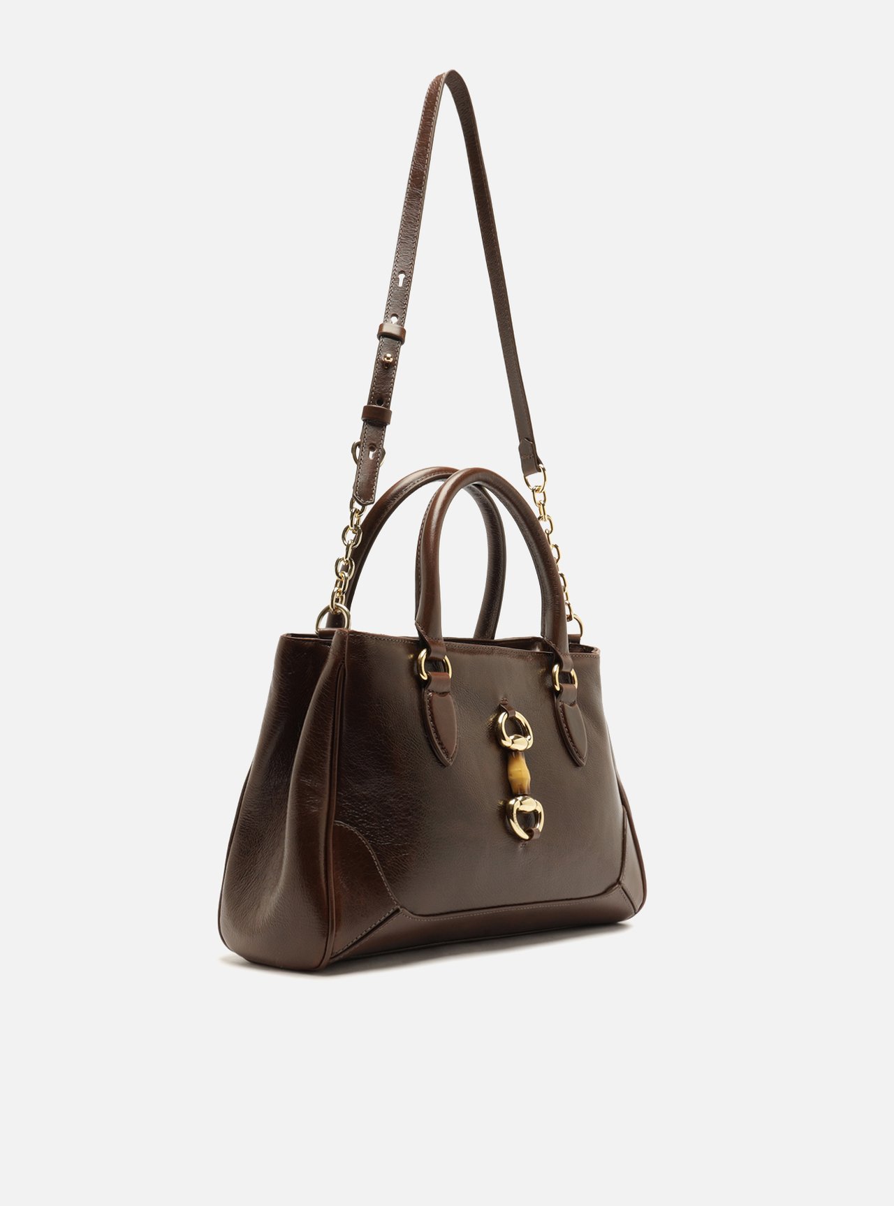 Bolsa Tote Marrom Couro Média Corrente — foto 5