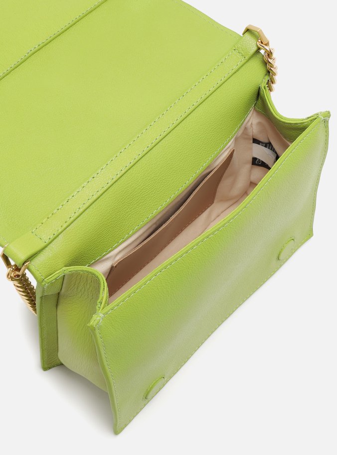 Bolsa Tiracolo Verde Couro Pequena Metais