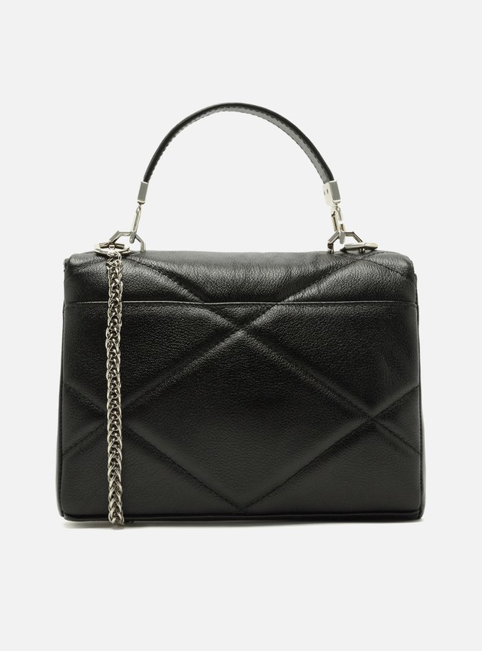 Bolsa Tiracolo Preta Couro Matelassê Grande