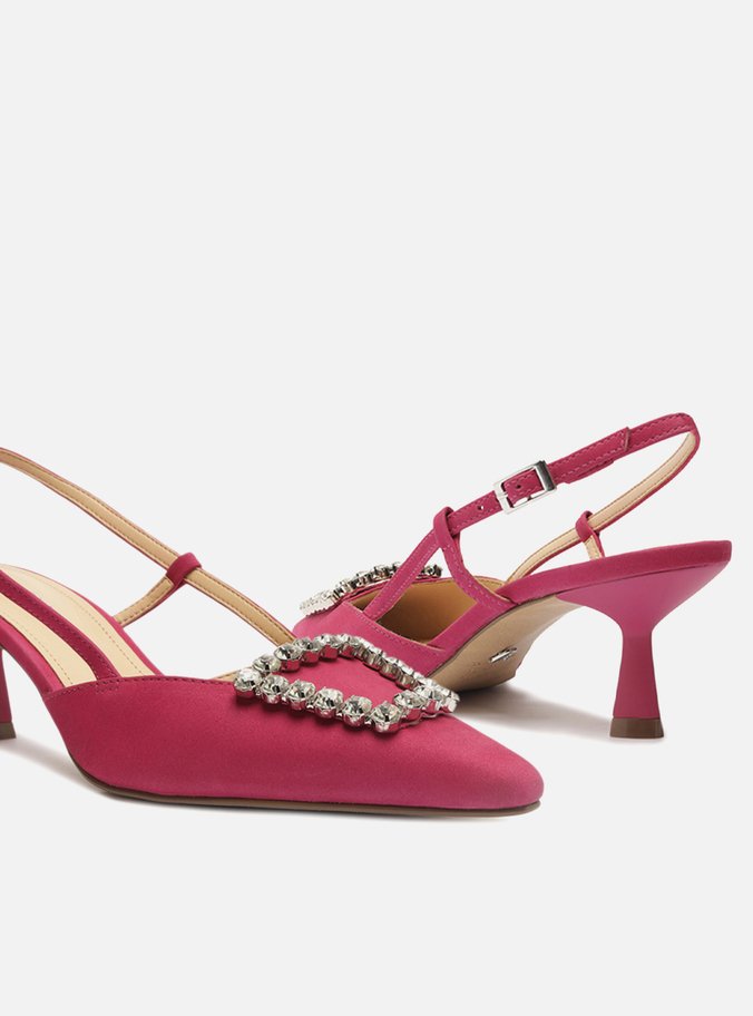 Scarpin Rosa Nobuck Bico Fino Slingback Emily