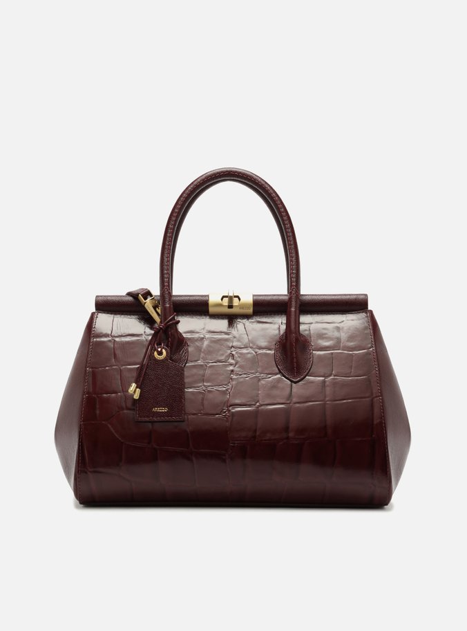 Bolsa Tote Vinho Couro Maxi Croco Grande