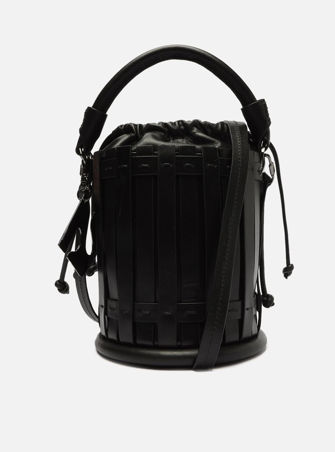 Bolsa Bucket Preta Couro 50 Média
