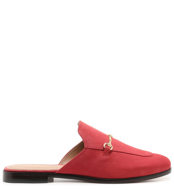 Mule Mocassim Nobuck Fechada Cherry Cake