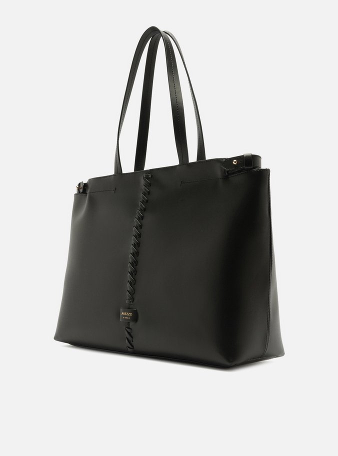 Bolsa Shopping Preta Giorno Grande Trançado