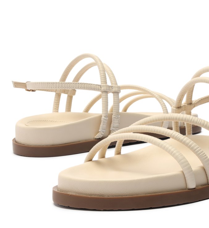 Papete Off-White Couro Tiras Bombadas