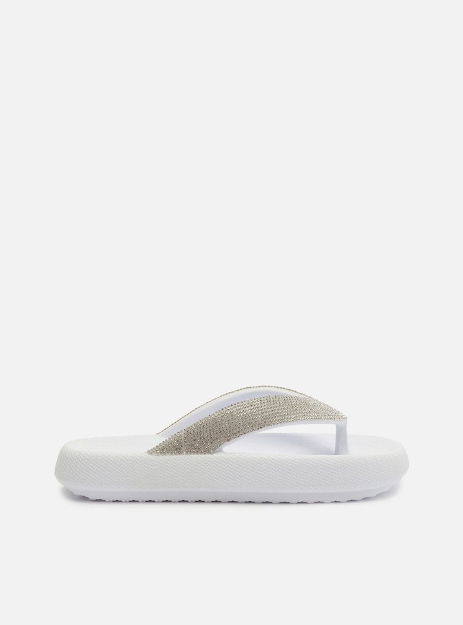 Chinelo de Dedo Branco Kioto Strass
