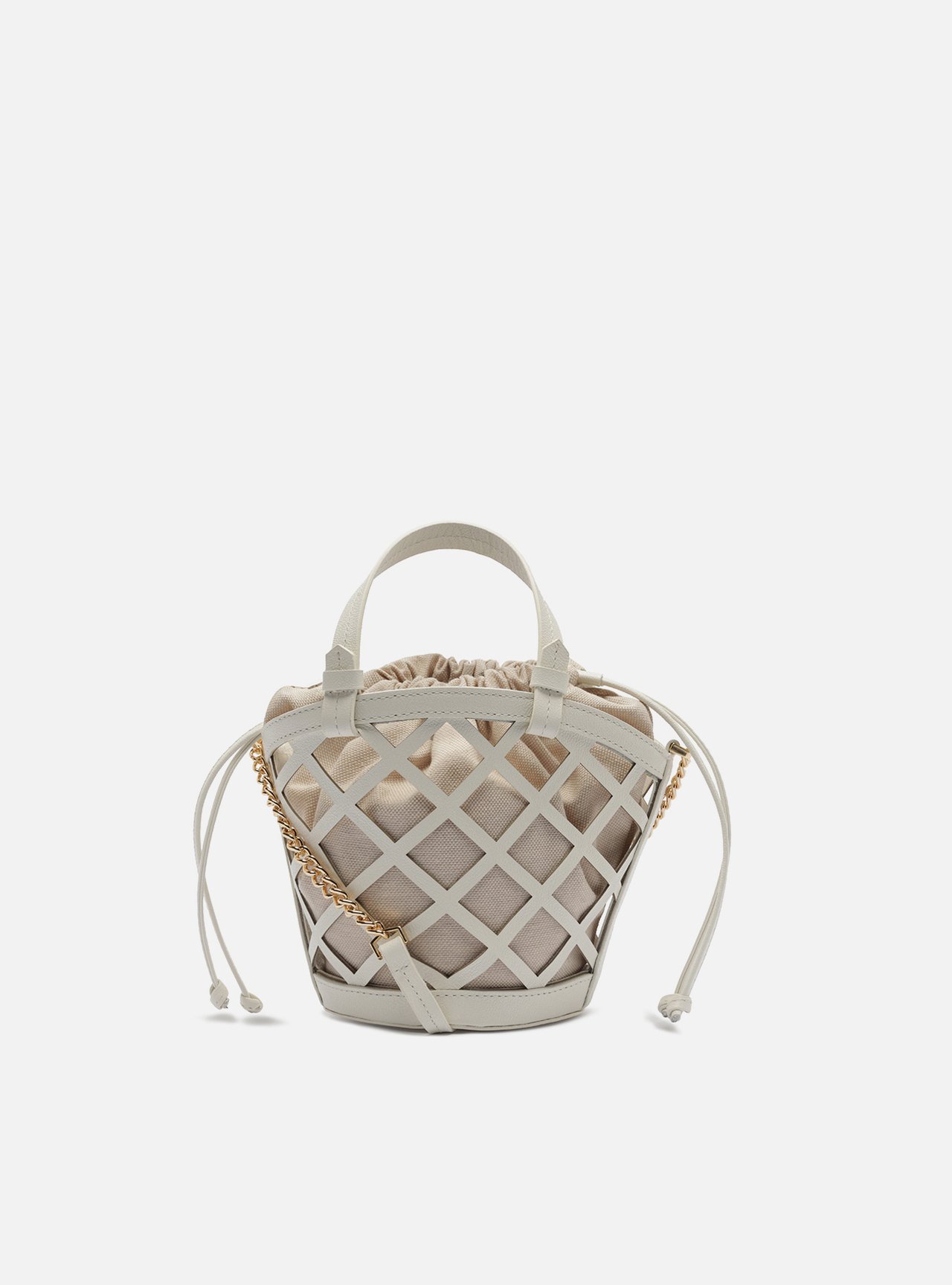 Bolsa Tiracolo Branca Couro Pequena Vazada Mel — foto 3
