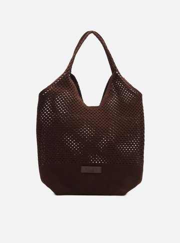 Arezzo — Bolsa Shopping Marrom Knit Média Brizza