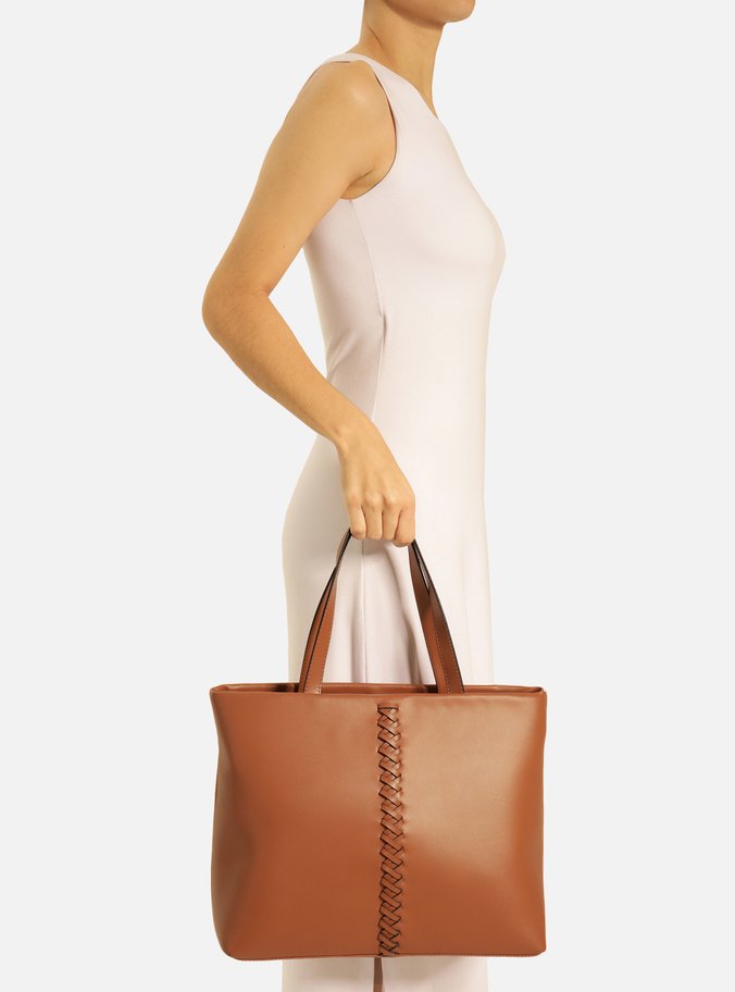 Bolsa Shopping Marrom Grande Trançado