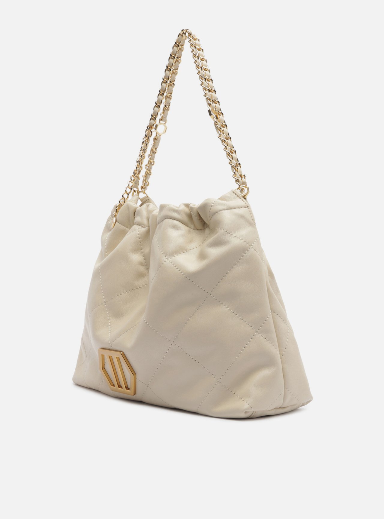 Bolsa Hobo Branca Couro Grande Matelassê Corrente — foto 2