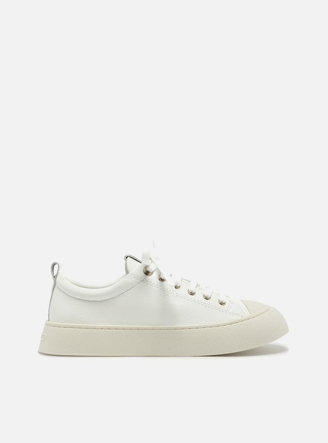 Tênis Branco Couro Amarração Casual