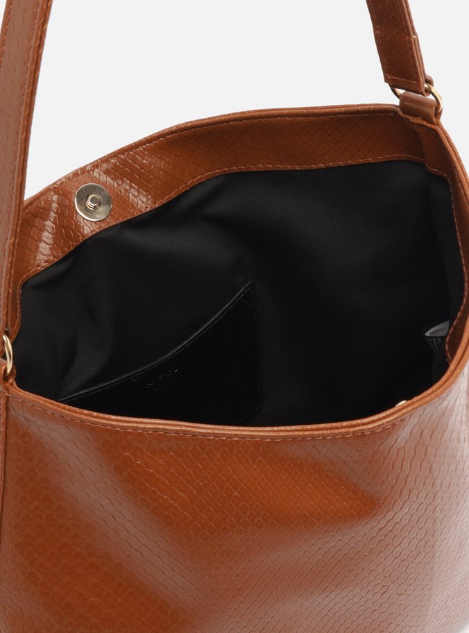 Bolsa Tiracolo Envernizada Marrom Grande