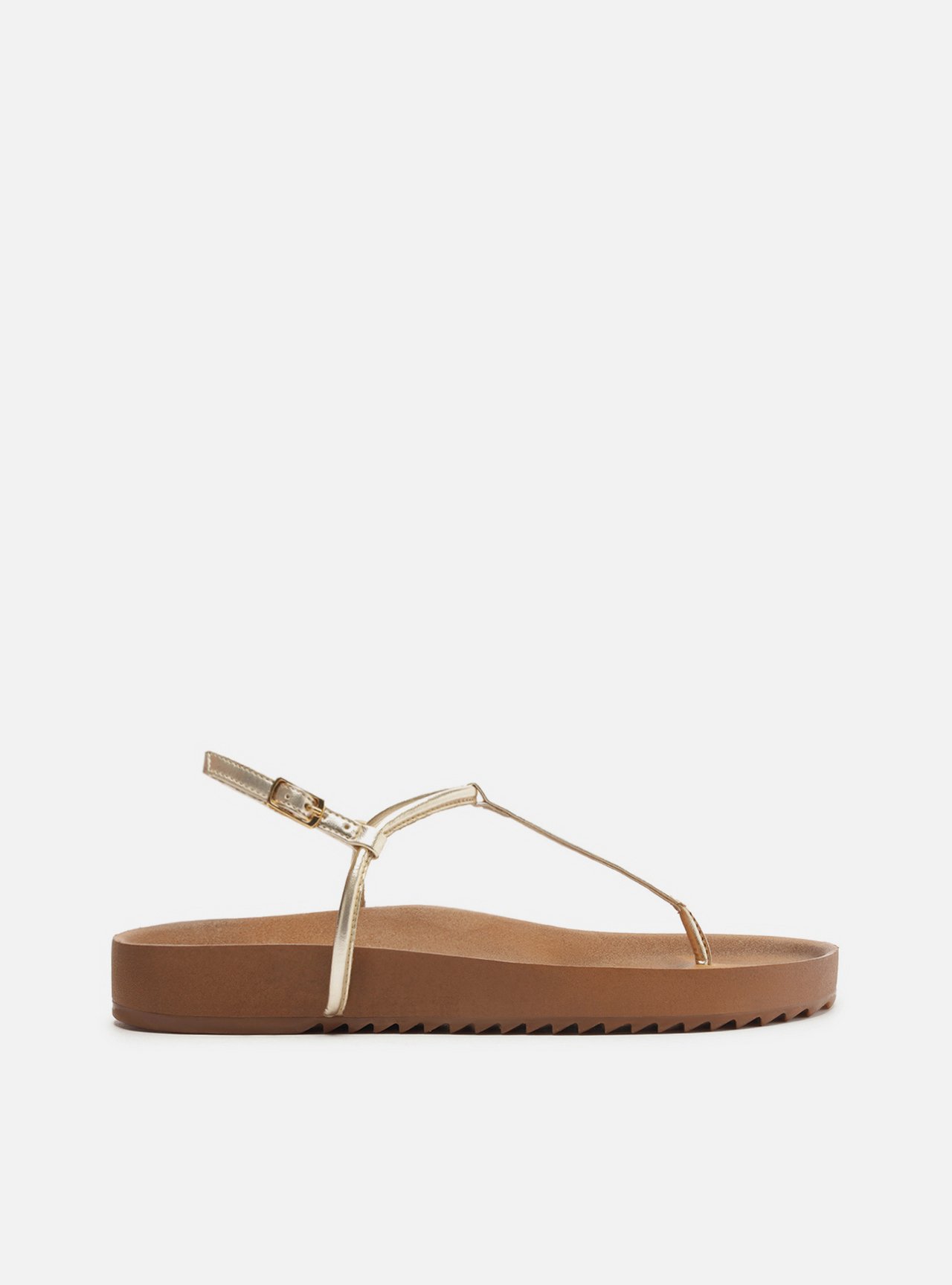 Sandália Papete Dourada Flatform Tiras Slim — foto 1