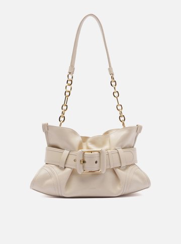 Arezzo — Bolsa Shoulder Off White Couro Grande Maxi Fivela