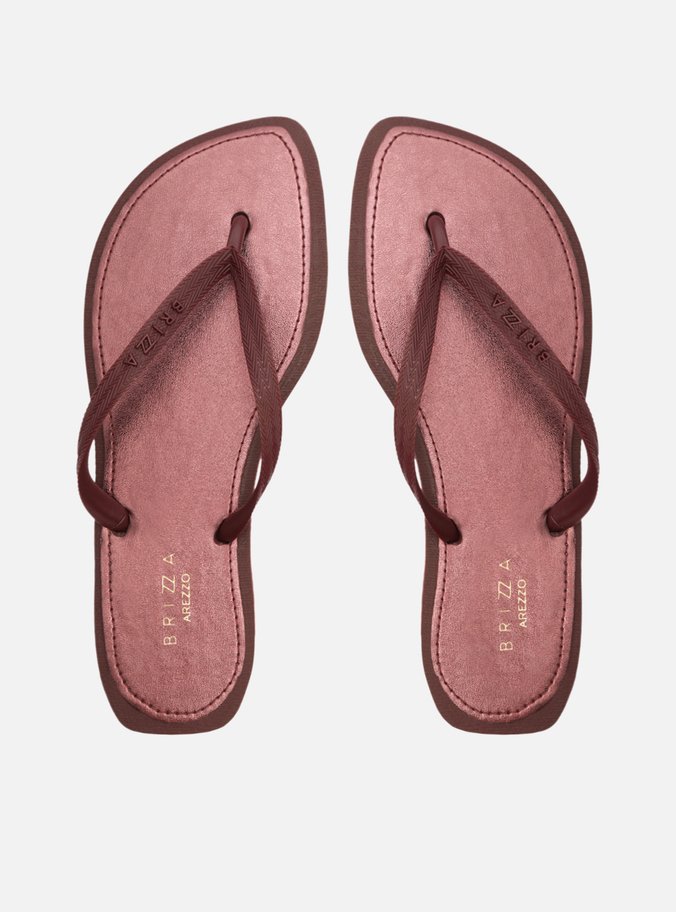 Chinelo de Dedo Vermelho Metal Recouro Flash