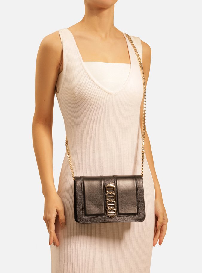 Bolsa Tiracolo Preta Couro Sophia Pequena