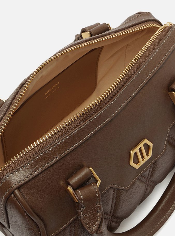 Bolsa Bowling Marrom Couro Matelassê Média