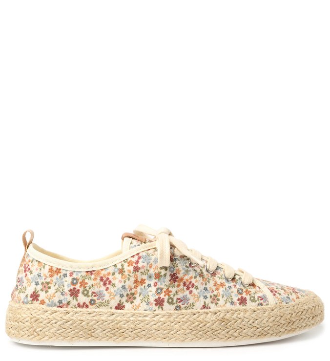 Tênis Off-White Tecido Palha Floral