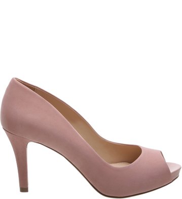 Peep Toe Nobuck Classic Feminino Médio Rose Blush