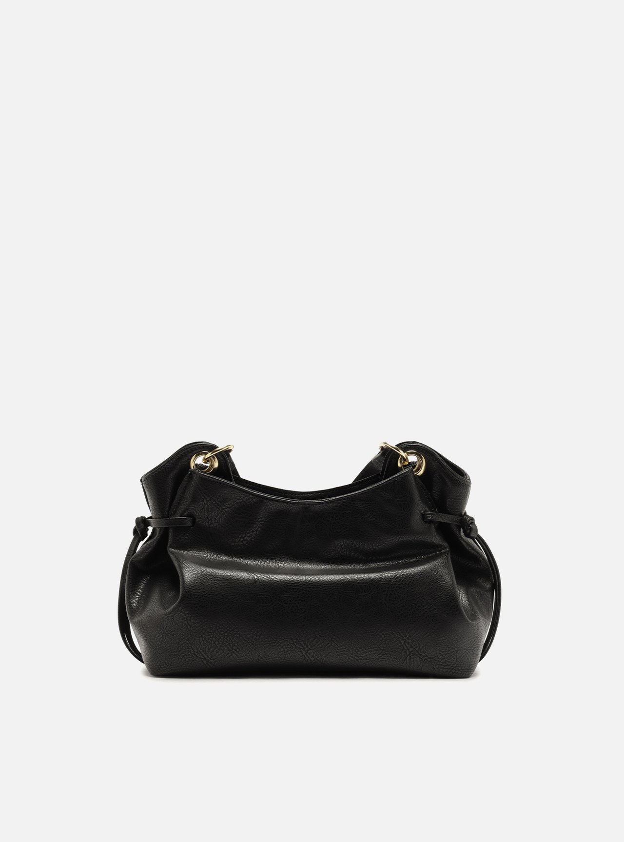 Bolsa Tiracolo Preta Média Franzida — foto 3