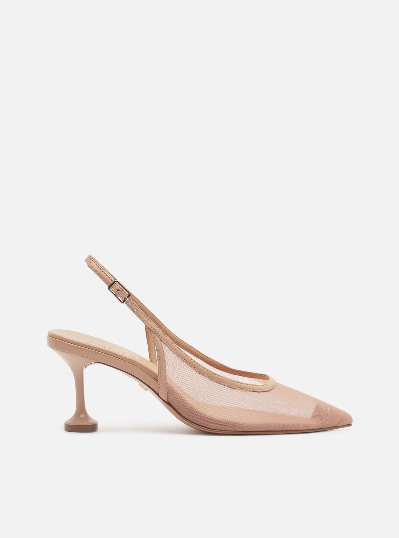 Scarpin Bege Tela Salto Médio Taça Slingback — foto 1
